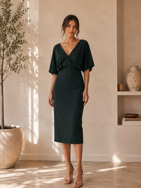 Banana Republic Dress Banana Republic Dark Green V Neck Midi Dress