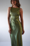 Bayleigh Soft Satin Maxi Dress Olive