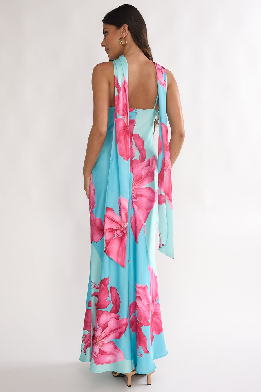Risha Scarf Maxi Dress Lily Hot Pink