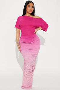 Amara Off Shoulder Maxi Dress Pink Fashion Nova