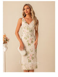 Jjs House Dress Jj's House Ivory Floral Embroidered V Neck Sheath