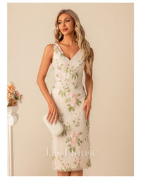 Jjs House Dress Jj's House Ivory Floral Embroidered V Neck Sheath