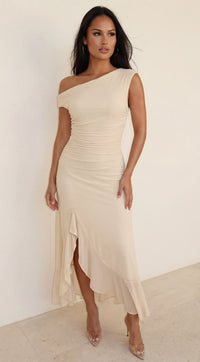 Ascent Off Shoulder Maxi Dress Butter Yellow