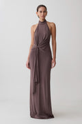 Cindylou Halter Knit Maxi Dress Peppercorn