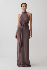 Cindylou Halter Knit Maxi Dress Peppercorn