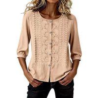Sarah - Embroidered Cotton and Linen Blouse