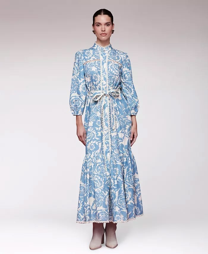 Avec Les Filles Women's Belted Puff Shoulder Maxi Dress Macy's