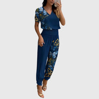 Jennifer | Stylish Blouse And Pants Set Blue