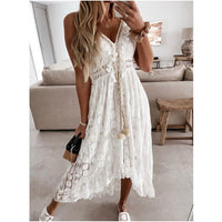 Bellanblue Dress Boho Embroidered Floral Tassel Lace Cami Maxi Dress