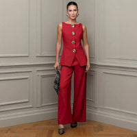 Elira Sleeveless Top and Wide-Leg Pants Set