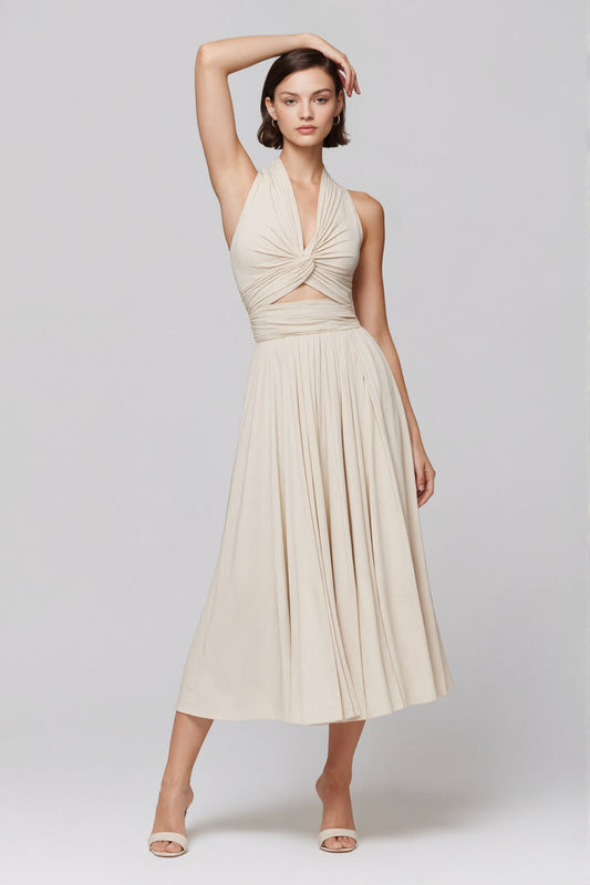 Delphine Halter Neck Midi Dress