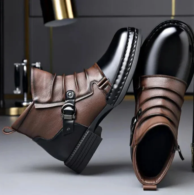 Wesley – Two-Tone Leather Ankle Boots