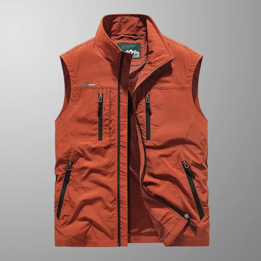 Vincent - Multi-Pocket Breathable Outdoor Cargo Gilet – Red