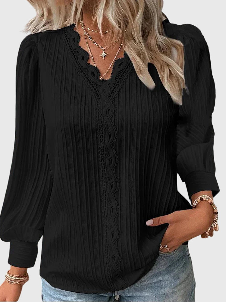 Andrea | Elegant Pullover Blouse Black