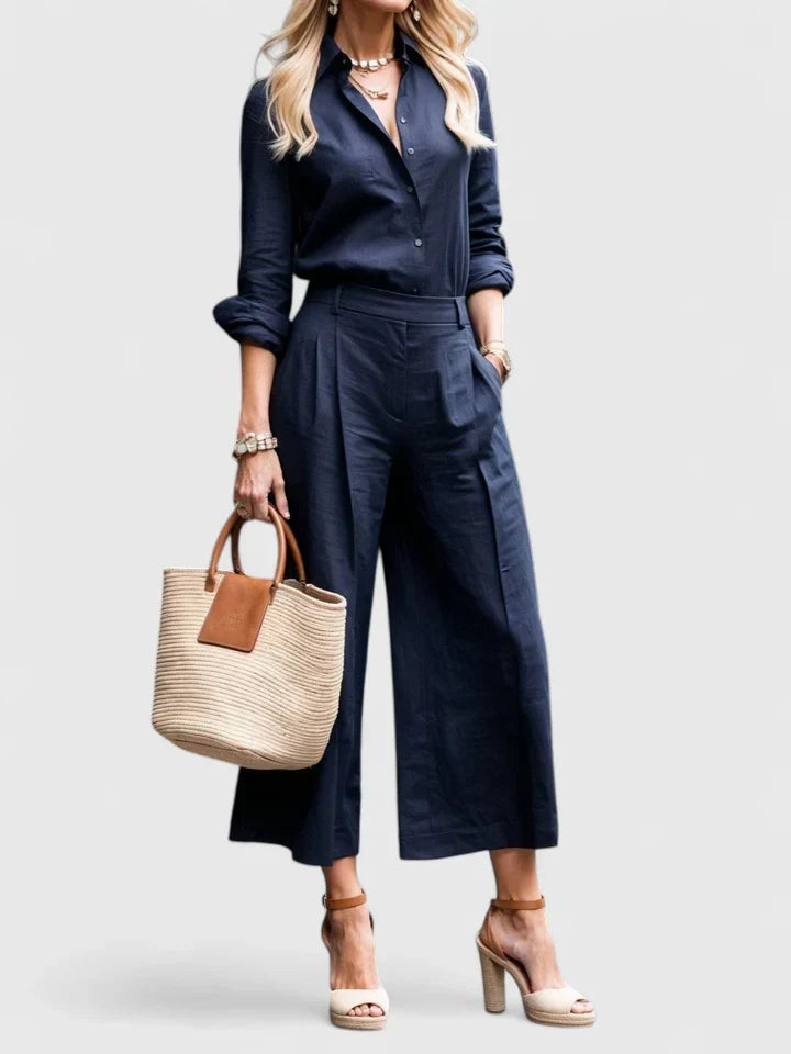 Zaryelle | Comfortable Two-Piece Set Navy