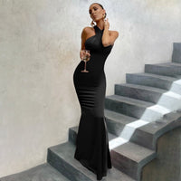 Gabriella | Womens Fishtail Dress with Open Back and Fitted Cut Black