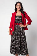 Black Polka Dot Outfit Black Polka Dot Strapless Satin Midi Dress