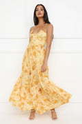 Silken Sunshine Halter Maxi Dress XL Yellow