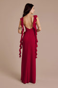Celebrate DB Studio Ruffle Strap Scoop Neck Chiffon A Line Dress In