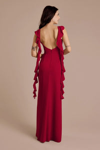 Celebrate DB Studio Ruffle Strap Scoop Neck Chiffon A Line Dress In