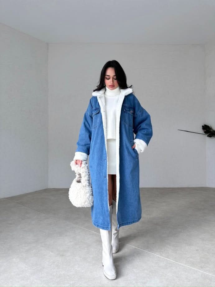 STACY | DENIM PLUSH COAT denim