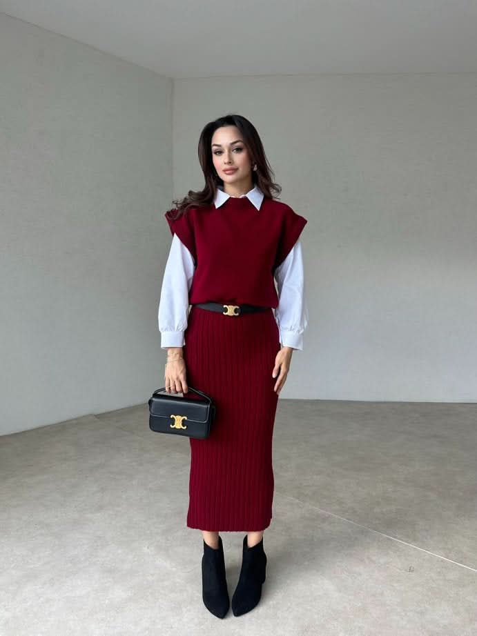 RENA | KNIT SET burgundy