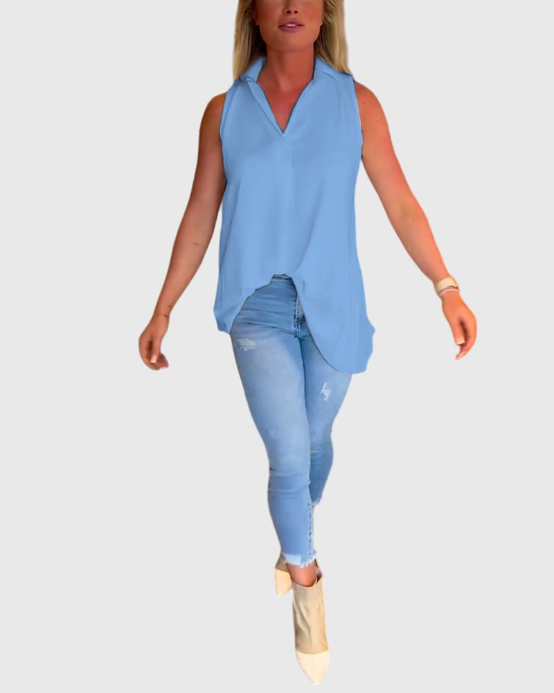 Lina | Sleeveless Top Blue