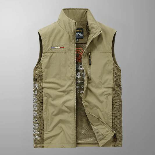 Edward - Multi-Pocket Breathable Outdoor Cargo Gilet – Khaki