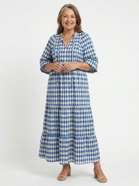 Mabel – Diamond Pattern Tiered Midi Dress