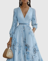 Rowella | Elegant Pleated Maxi Dress Blue
