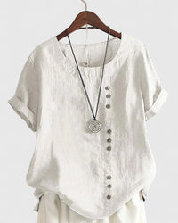Elisavie | Comfortable Short Sleeve Blouse White