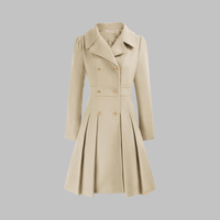 Dami - Classy Double Button Long Sleeve Coat Beige