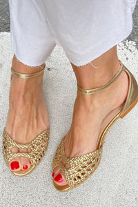 Clementine – Elegant Woven Cut-Out Ankle Strap Sandals