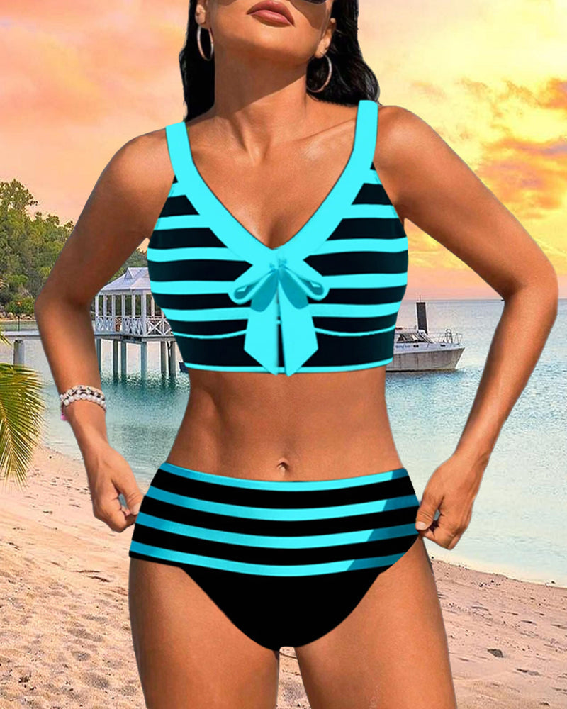 Rosamund - High-Waisted Striped Bikini