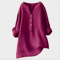 Verena - Elegant Cotton-Linen V-Neck Blouse