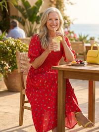 India – Square Neck Floral Midi Dress