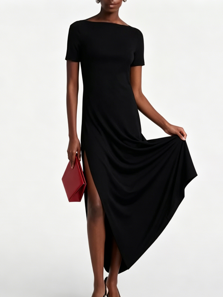Agnes – Open Back Asymmetrical Midi Dress