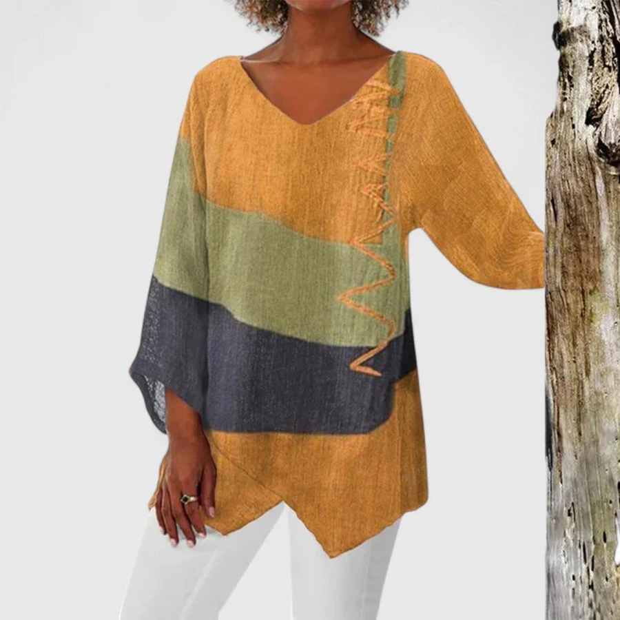 Elysia | Sophisticated V-Neck Tunic Yellow