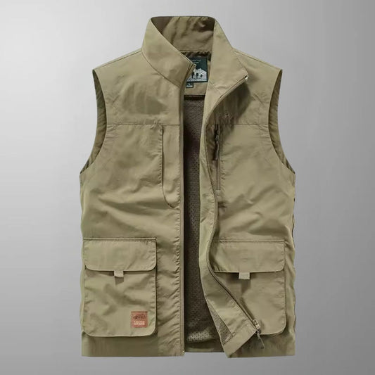 James - Multi-Pocket Breathable Outdoor Cargo Gilet – Khaki