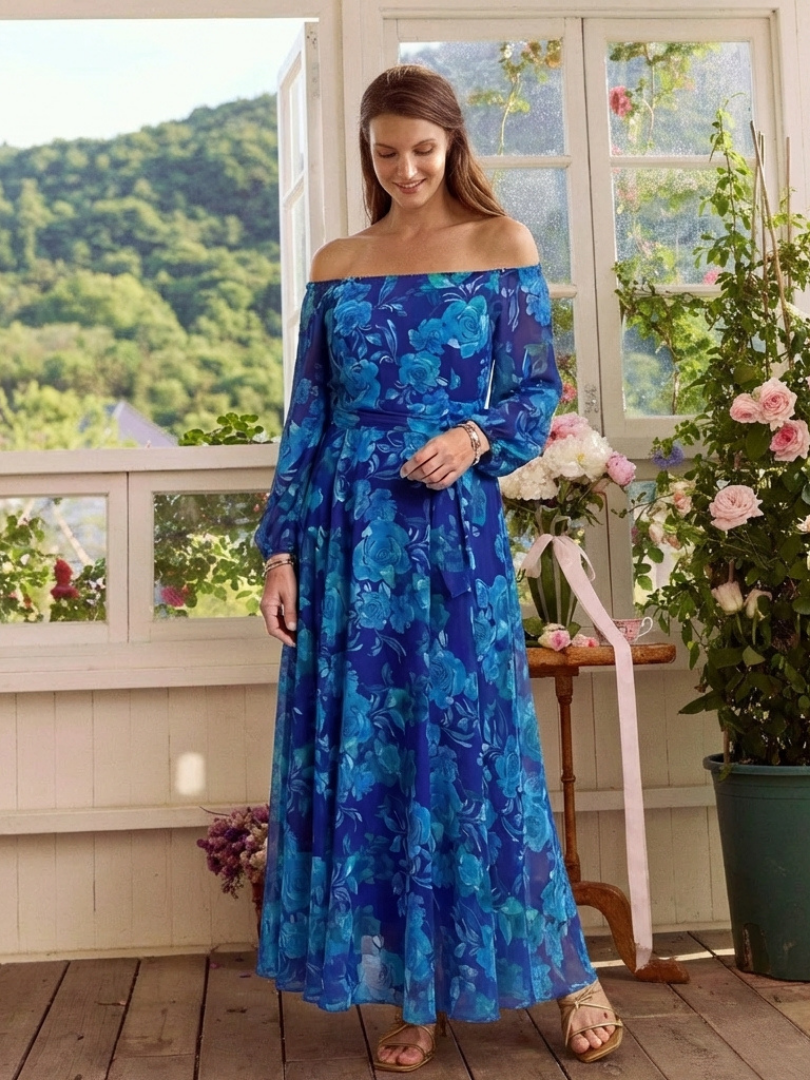Anya – Off-Shoulder Floral Maxi Dress