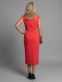 Brielle - Sleeveless Structured Midi Dress with Open Front