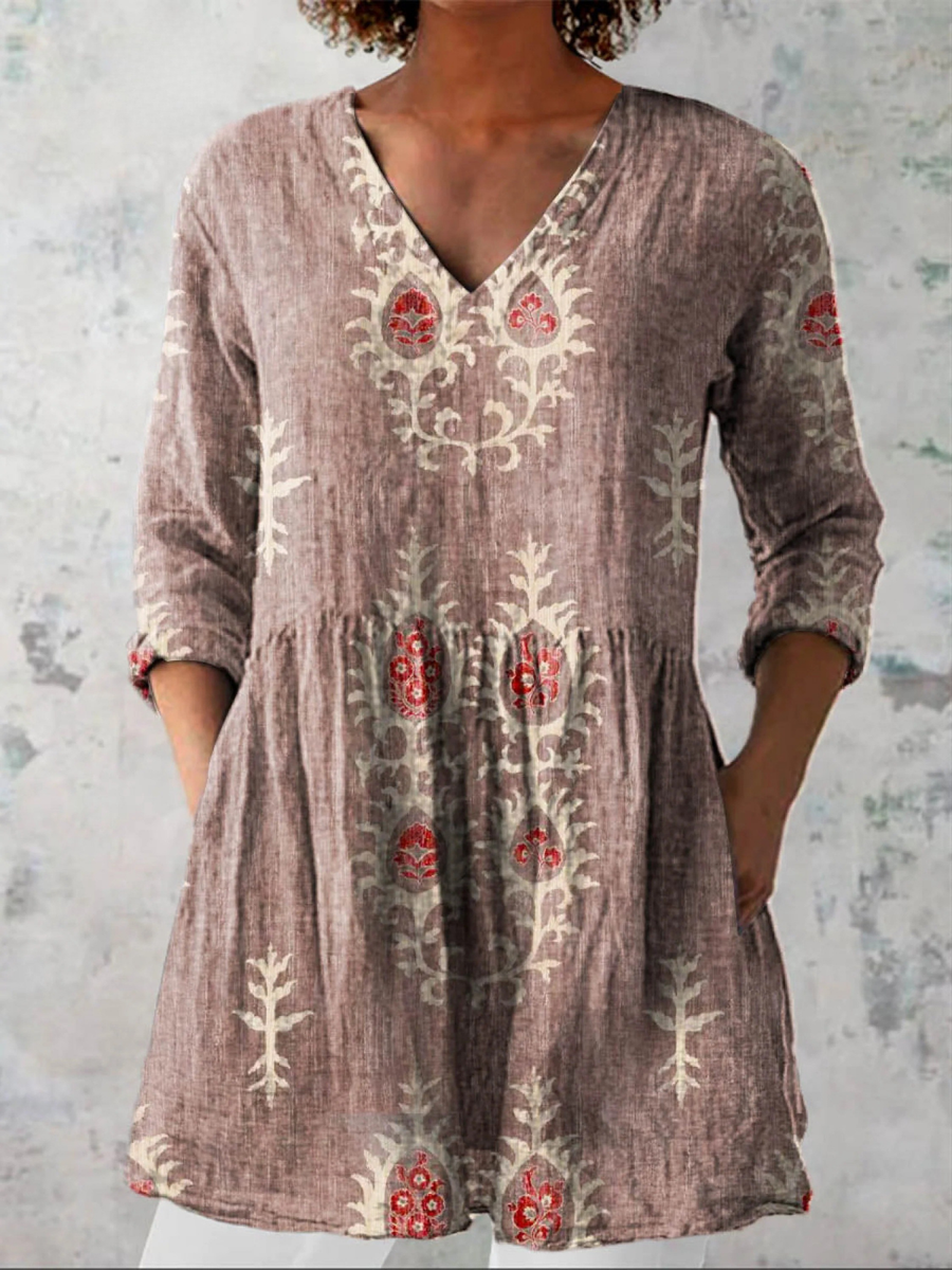 Maravelle - Long Blouse with V-Neck