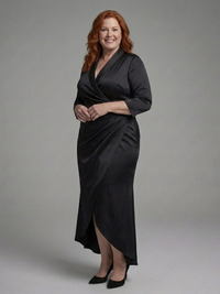 Coralie - Long-Sleeve Midi Dress with Front Closure
