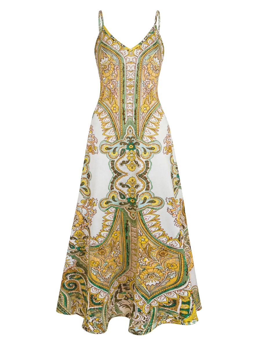 Ottoline - Boho Floral Print Sleeveless Dress