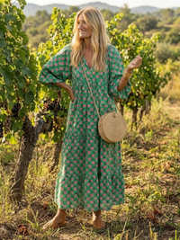 Arabella – Floral Print V-Neck Tiered Midi Dress