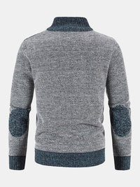 Camden | Zip Up Faux Suede Patchwork Sweater
