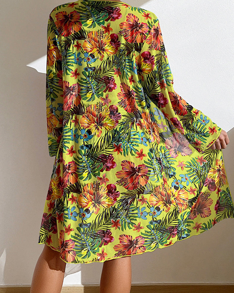 Queniva - Three-Piece Bikini with Floral Skirt