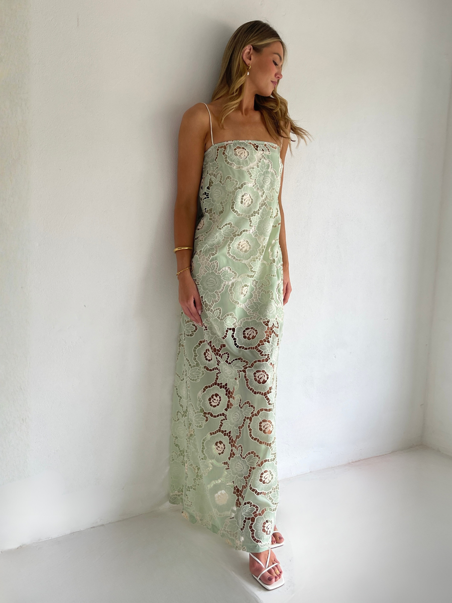 By Nicola Tove Maxi Dress in Mint Lace