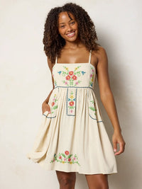 Bailey Embroidered Mini Dress Oatmeal L