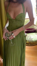 Green Sheath Rutched Long Prom Dress Sexy Evening Formal